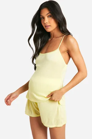 Boohoo Womens Maternity Pointelle Lace Trim Cami And Short Pyjama Set - - 12