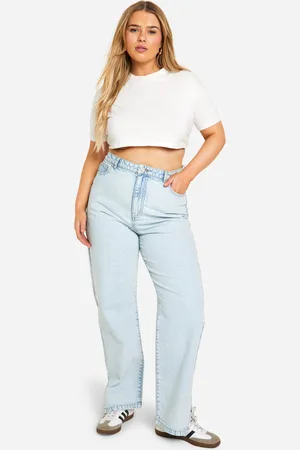 Boohoo Womens Plus Basics Split Hem Straight Leg Jeans - - 16