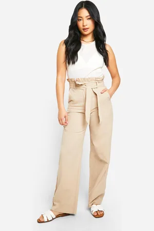 Boohoo Womens Petite Paperbag Waist Trouser - - 12