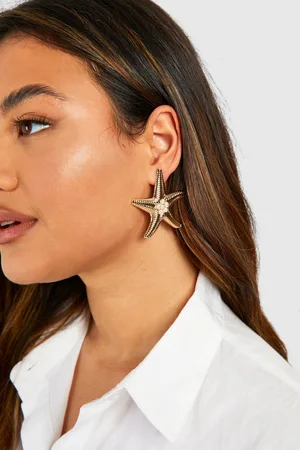 Boohoo Womens Statement Pearl Detail Starfish Earrings - - One Size