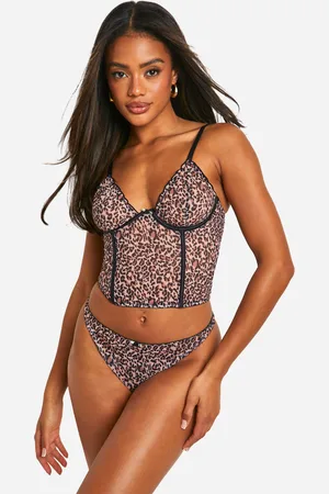 Boohoo Womens Leopard Mesh Underwire Corset - - S
