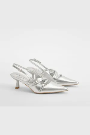 Boohoo Womens Metallic Buckle Detail Slingback Court Shoes - - 3