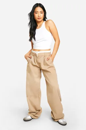 Boohoo Womens Tall Contrast Waistband Straight Leg Jeans - - 8