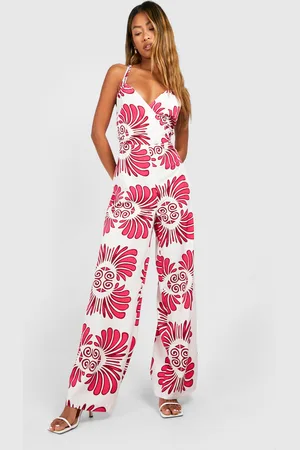 Boohoo Womens Printed Ring Back Jumpsuit - - 6