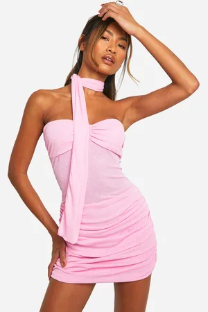 Boohoo Womens Twist Sheer Mini Dress With Scarf - - 12