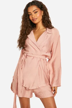 Boohoo Womens Linen Look Tie Waist Longline Shirt - - 6