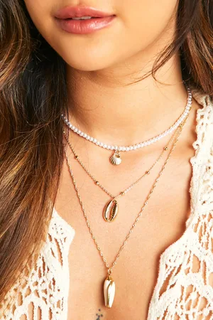 Boohoo Womens 3 Pack Shell Necklaces - - One Size