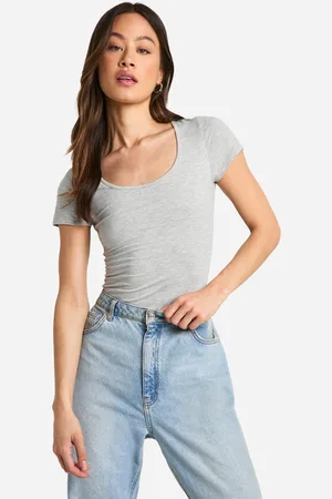 Boohoo Womens Tall Cotton Elastane Short Sleeve Bodysuit - - 16