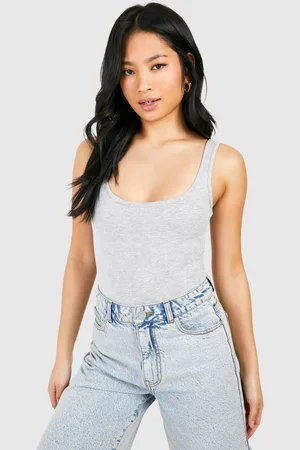 Boohoo Womens Petite Cotton Scoop Neck Bodysuit - - 6