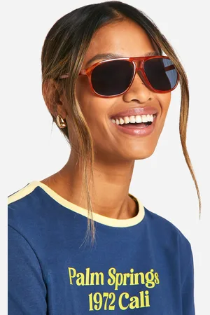Boohoo Womens Tortoise Shell Frame Aviator Sunglasses - One Size
