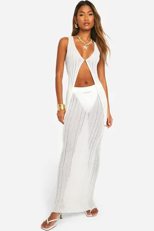 Boohoo Womens Crochet Waistcoat And Maxi Skirt Knitted Set - - 12