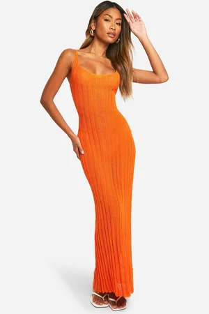 Boohoo Womens Crochet Ladder Cowl Neck Knitted Maxi Dress - - 14