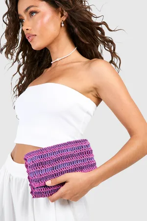 Boohoo Womens Stripe Straw Clutch Bag - - One Size