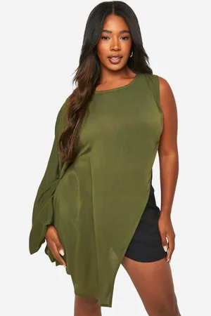 Boohoo Womens Plus Cheesecloth High Neck Longline Top - - 16