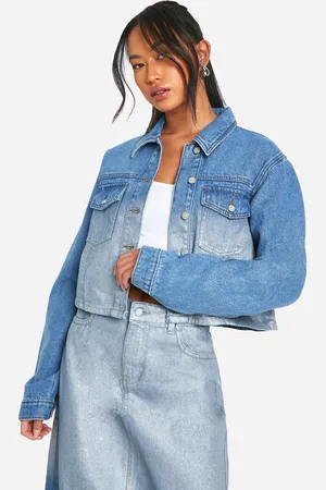 Boohoo Womens Metallic Ombre Denim Jacket - - 6