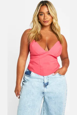 Boohoo Womens Plus Bengaline Plunge Corset Top - - 28