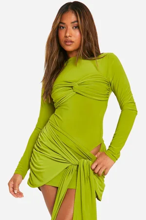 Boohoo Womens Petite Double Slinky Twist Detail Bodysuit - - 8