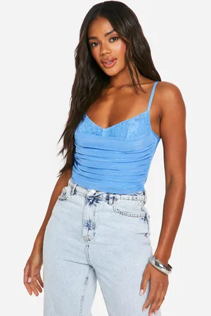 Boohoo Womens Bandage Lace Trim Ruched Corset - - 14