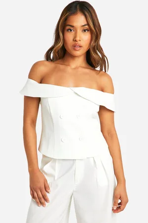 Boohoo Womens Petite Tailored Bardot Top - - 6