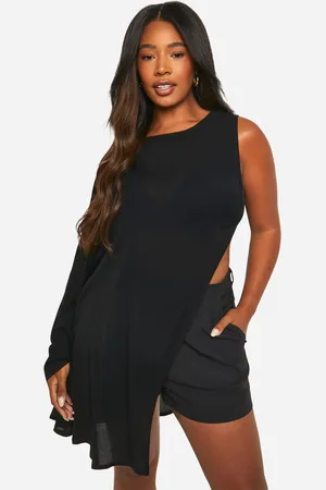 Boohoo Womens Plus Cheesecloth High Neck Longline Top - - 16