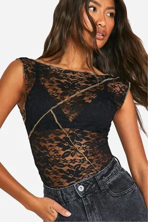 Boohoo Womens Exposed Seam Lace Top - - 10