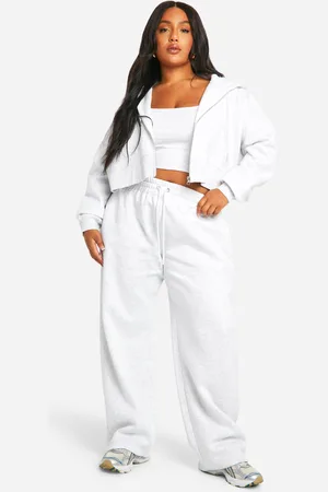 Boohoo Womens Plus Deep Hem Crop Top 3 Piece Hooded Tracksuit - - 28