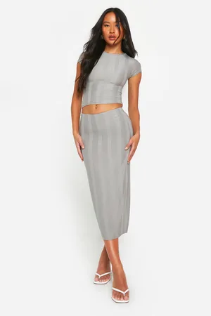 Boohoo Womens Cap Sleeve Top And Midi Skirt Set - - 14