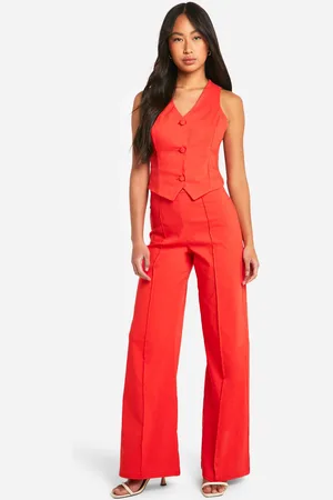 Boohoo Womens Super Stretch Waistcoat & Seam Front Straight Leg Trousers - - 10