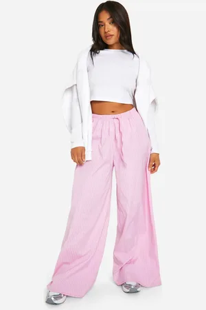 Boohoo Womens Petite Contrast Stripe Drawcord Waist Wide Leg Trouser - - 8