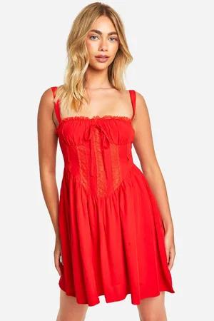 Boohoo Womens Lace Corset Smock Dress - - 8