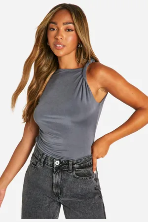 Boohoo Womens Ruched Side One Shoulder Top - - 14