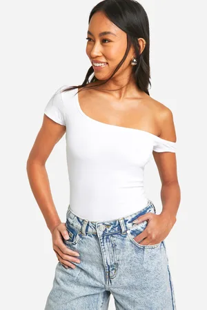 Boohoo Womens Asymmetric Cap Sleeve Bodysuit - - 6