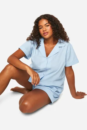 Boohoo Womens Plus Poplin Short Sleeve Shirt And Short Pyjama Set - - 18