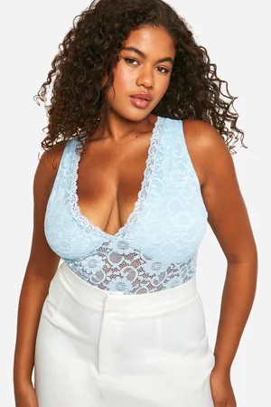 Boohoo Womens Plus Lace Plunge Bodysuit - - 26
