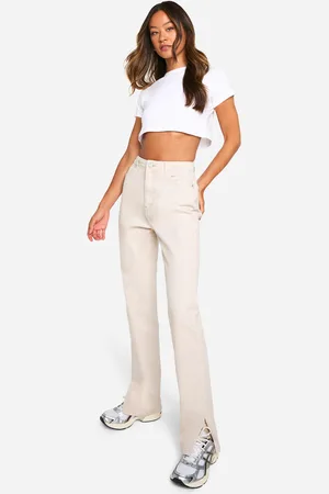 Boohoo Womens Tall Split Hem Straight Leg Jeans - - 16