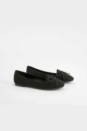 Boohoo Womens Wide Fit Bow Basic Slipper Ballet Flats - - 5