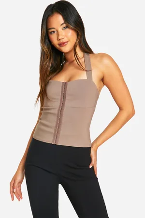 Boohoo Womens Bengaline Hook & Eye Corset Top - - 14