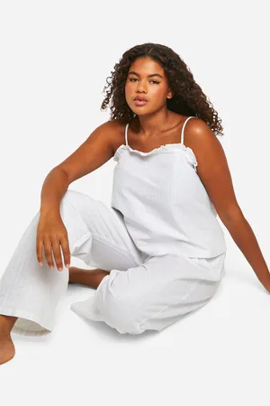 Boohoo Womens Plus Cotton Poplin Strappy Pinstripe Cami And Trouser Pyjama Set - - 16