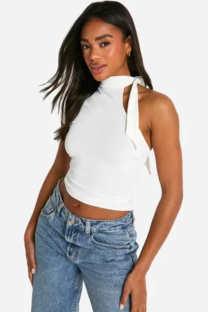Boohoo Womens Tie One Shoulder Short Sleeve Top - - 12