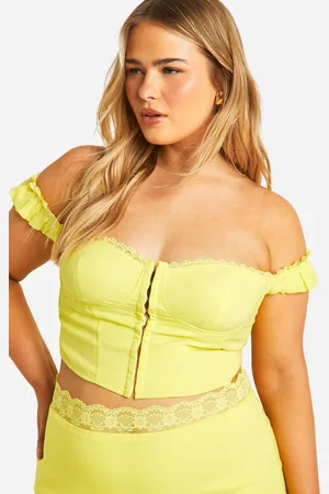 Boohoo Womens Plus Hook And Eye Off The Shoulder Corset Top - - 16