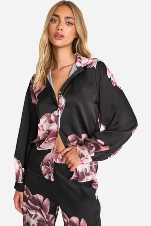 Boohoo Womens Large Scale Floral Relaxed Fit Shirt - - 6