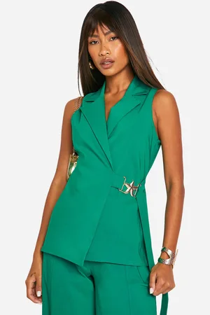 Boohoo Womens Super Stretch Trim Detail Tie Side Longline Waistcoat - - 6