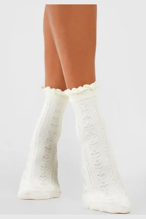 Boohoo Womens Scallop Edge Openwork Knitted Socks - - One Size