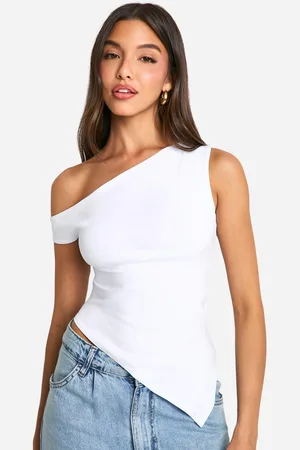 Boohoo Womens Bengaline Asymmetric One Shoulder Bardot Top - - 16