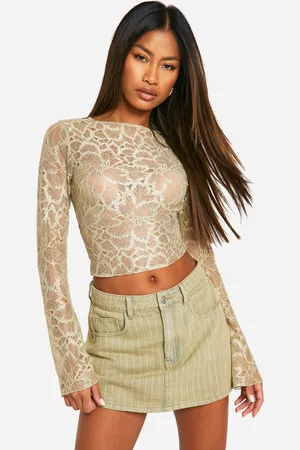 Boohoo Womens Lace Long Sleeve Top - - 6