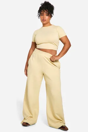 Boohoo Womens Plus Premium Butter Wide Leg Joggers - - 16