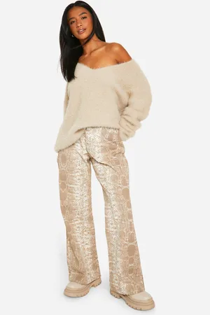 Boohoo Womens Petite Washed Snake Straight Leg Jean - - 6