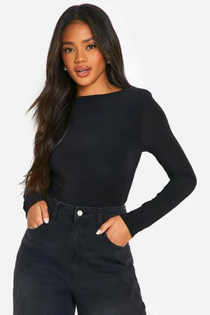 Boohoo Womens Slinky Shoulder Pad Long Sleeve Top - - 6