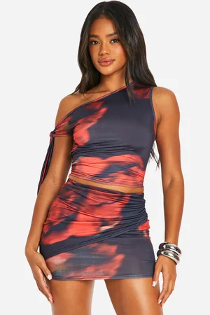 Boohoo Womens Floral Print Tie Side Top - - 12