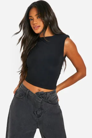 Boohoo Womens Slinky Shoulder Pad Sleeveless Top - - 10